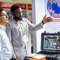 Exhbitor presenting products